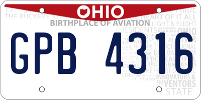 OH license plate GPB4316