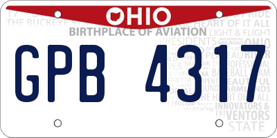OH license plate GPB4317