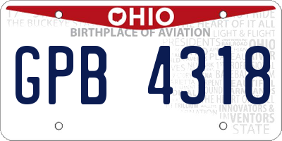 OH license plate GPB4318