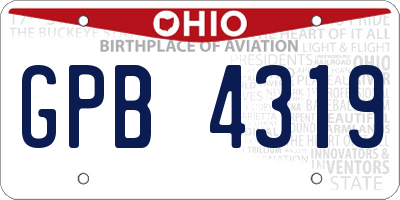OH license plate GPB4319