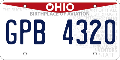 OH license plate GPB4320