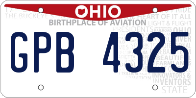 OH license plate GPB4325