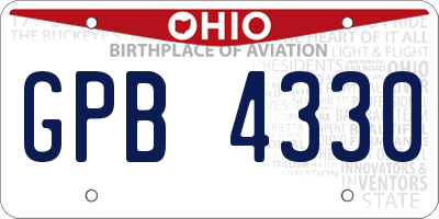 OH license plate GPB4330