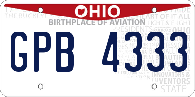 OH license plate GPB4333