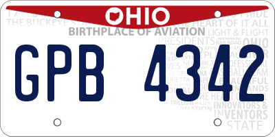 OH license plate GPB4342
