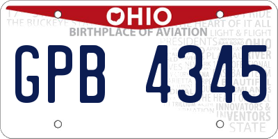 OH license plate GPB4345