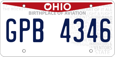 OH license plate GPB4346