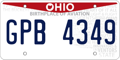 OH license plate GPB4349