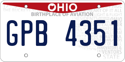 OH license plate GPB4351