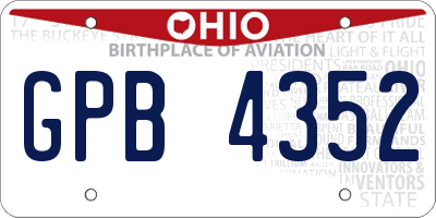 OH license plate GPB4352