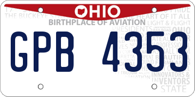 OH license plate GPB4353