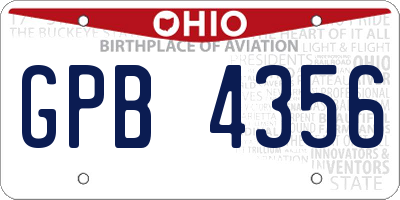 OH license plate GPB4356