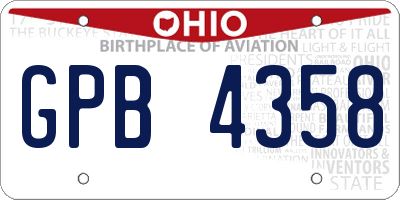 OH license plate GPB4358