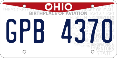 OH license plate GPB4370