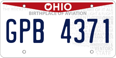OH license plate GPB4371