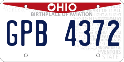 OH license plate GPB4372