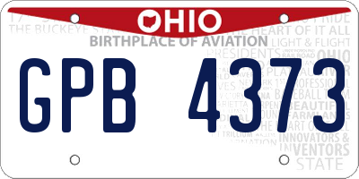 OH license plate GPB4373