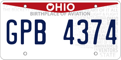 OH license plate GPB4374
