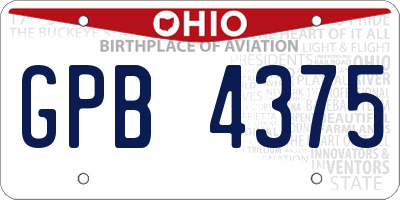 OH license plate GPB4375
