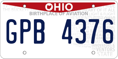 OH license plate GPB4376