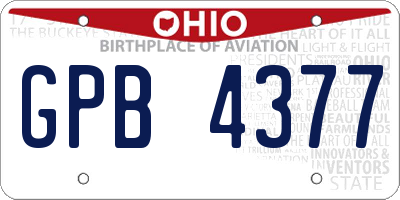 OH license plate GPB4377