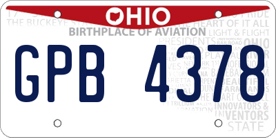 OH license plate GPB4378
