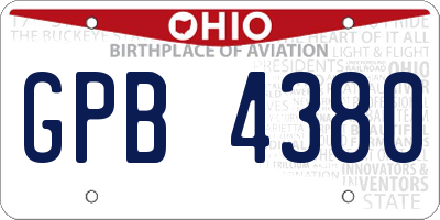 OH license plate GPB4380