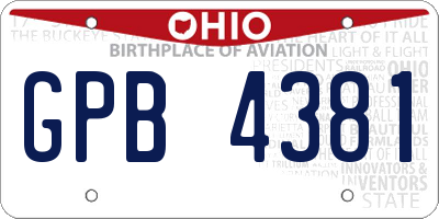 OH license plate GPB4381