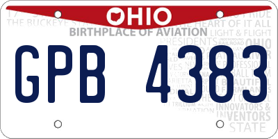 OH license plate GPB4383