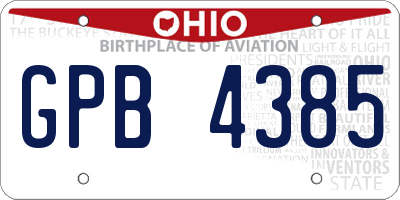 OH license plate GPB4385