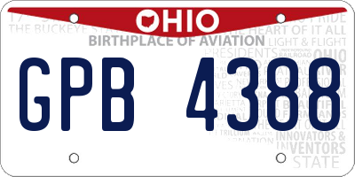 OH license plate GPB4388