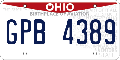 OH license plate GPB4389