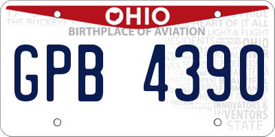 OH license plate GPB4390