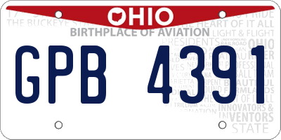 OH license plate GPB4391
