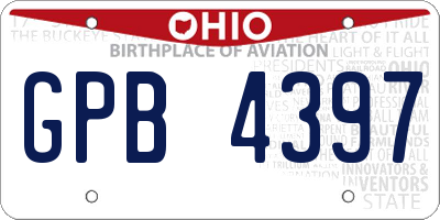 OH license plate GPB4397