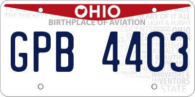 OH license plate GPB4403