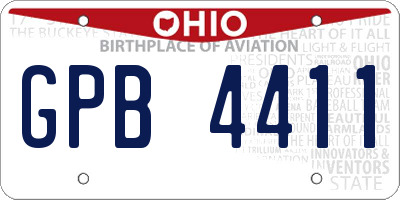 OH license plate GPB4411