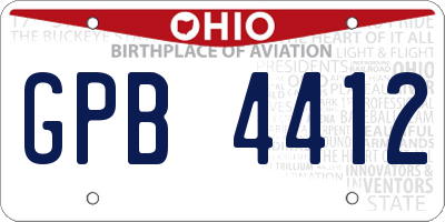 OH license plate GPB4412