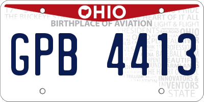 OH license plate GPB4413
