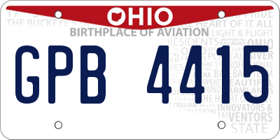 OH license plate GPB4415