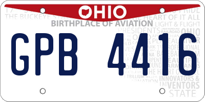 OH license plate GPB4416