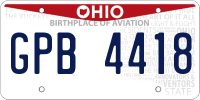 OH license plate GPB4418