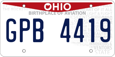 OH license plate GPB4419