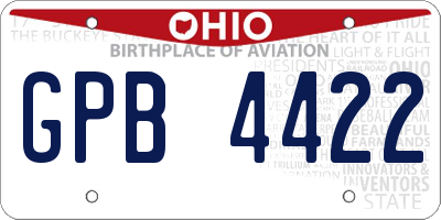 OH license plate GPB4422