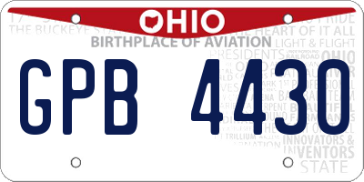 OH license plate GPB4430