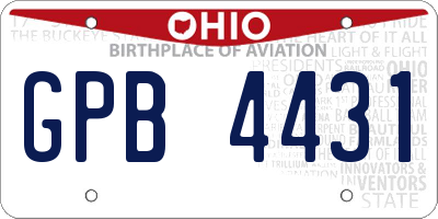 OH license plate GPB4431