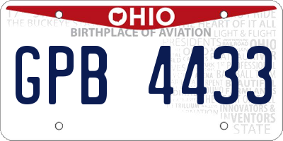 OH license plate GPB4433