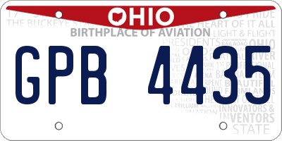 OH license plate GPB4435
