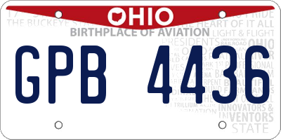OH license plate GPB4436