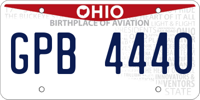 OH license plate GPB4440
